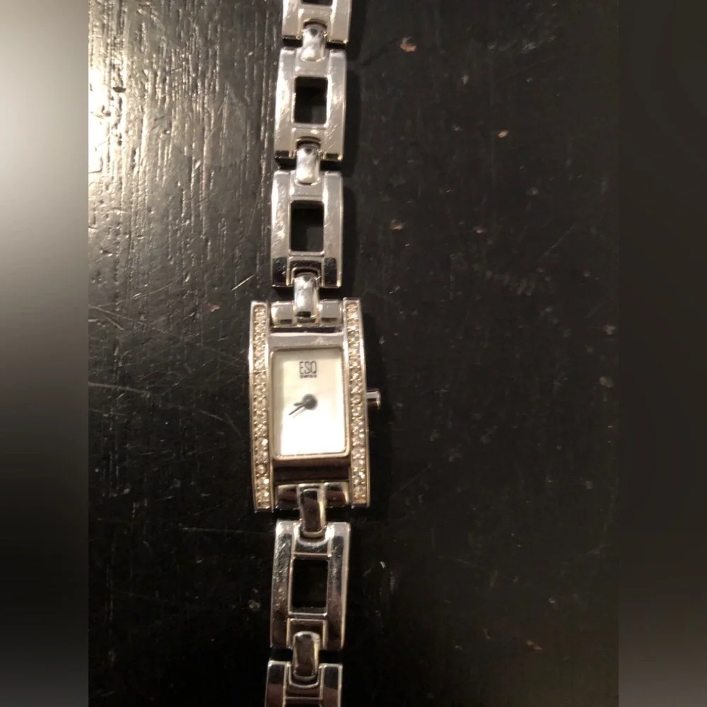ESQ by Movado Diamond Accented Bezel Mother of Pearl Stainless Steel Dress Watch